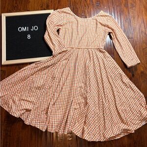 Well Dressed Wolf Orange Checkered Kids Dress